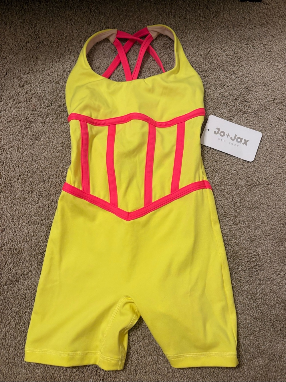 Jo+Jax Girls' Neon Yellow and Hot Pink Active Romper